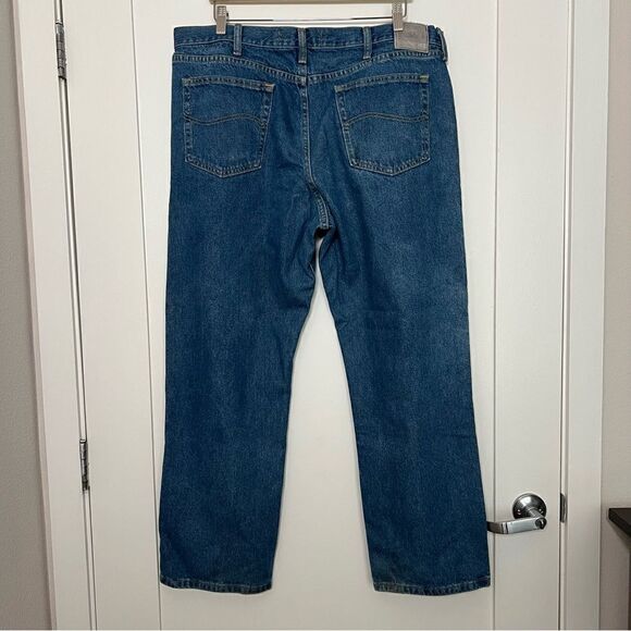 Lee Mens Jeans Size 42x30 Blue Denim Regular Fit Straight Leg 5 Pocket Design - Picture 8 of 16